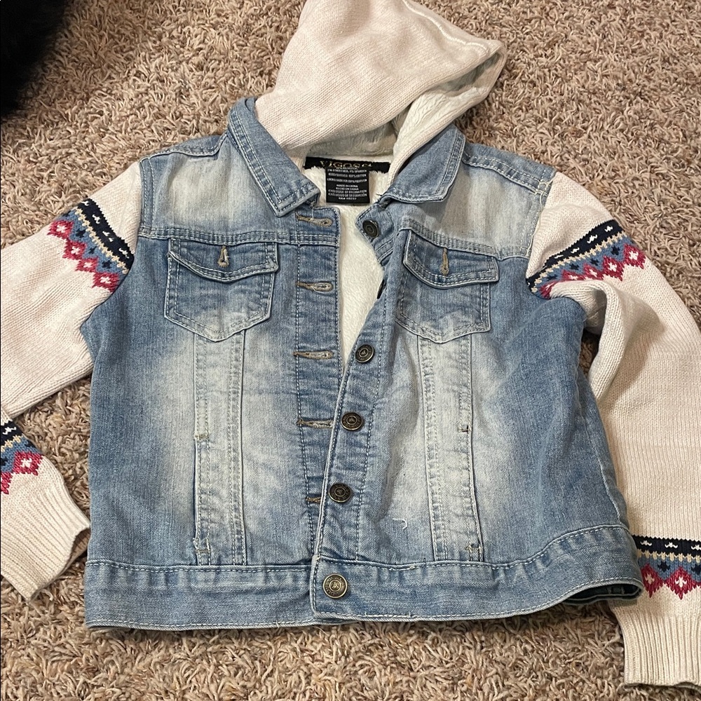 Vigoss Blue Denim Jacket with Knit Sleeves